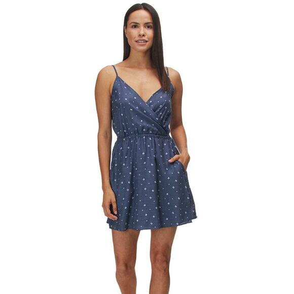 Toad&Co Hillrose SL Dress Blue Wrap Med Travel Vacation Summer - Picture 1 of 14